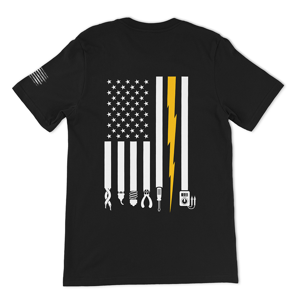Electrician American Flag Tools Tee - Image 3